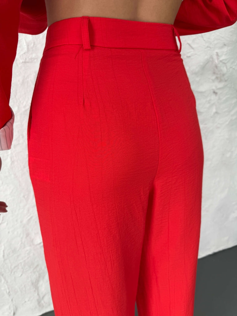 Nar Çiçeği Önü Pilili Pantolon