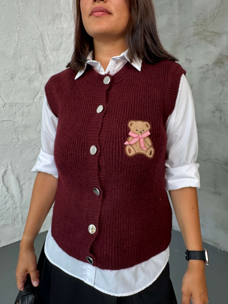 Mürdüm Teddy Nakışlı Süveter