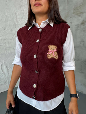 Mürdüm Teddy Nakışlı Süveter