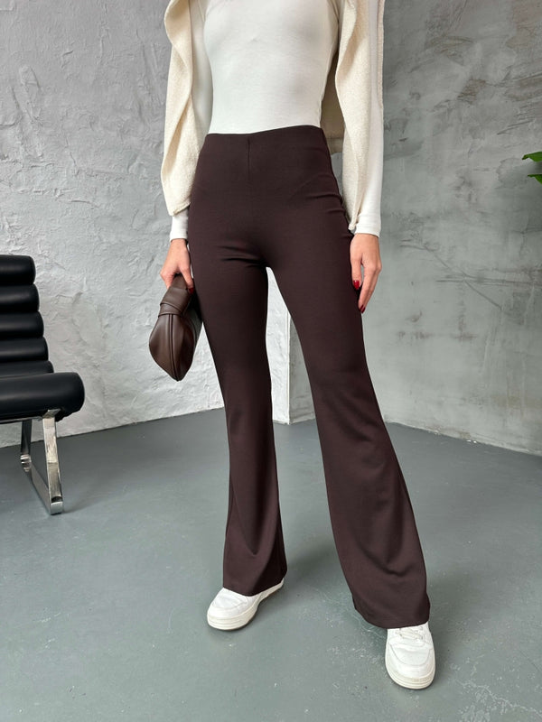 Kahve İspanyol Paça Tayt 251001-KAHVE