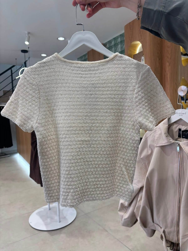 Krem Pullu Kısa Kol Hırka 2842-Krem