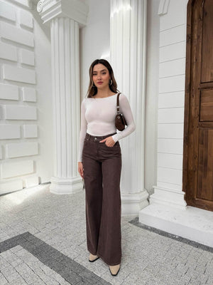 Beyaz Kayık Yaka Transparan Bluz 25187-Beyaz