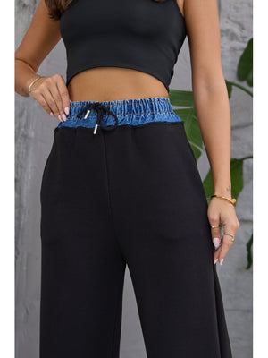 Siyah Jean Detaylı Pantolon
