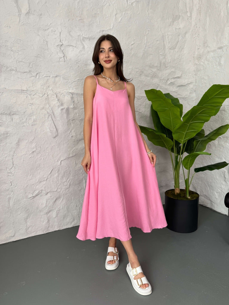 Pembe Askılı Elbise