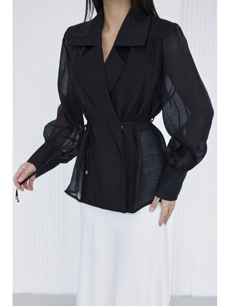 Siyah Vatkalı Tencel Gömlek EY-5029-SİYAH