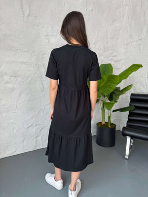 Siyah Basic Midi Elbise
