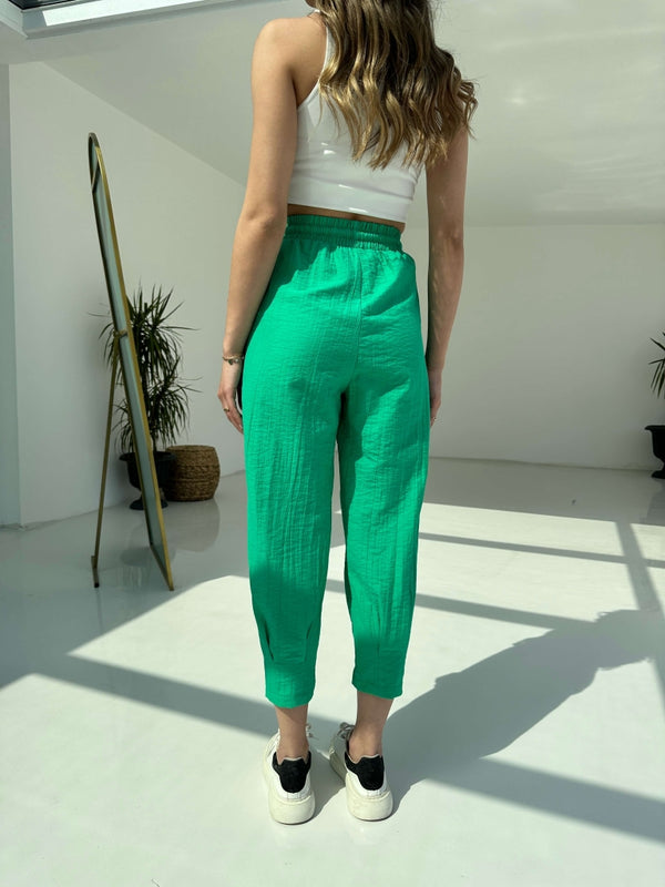 Yeşil Paça Pilili Pantolon