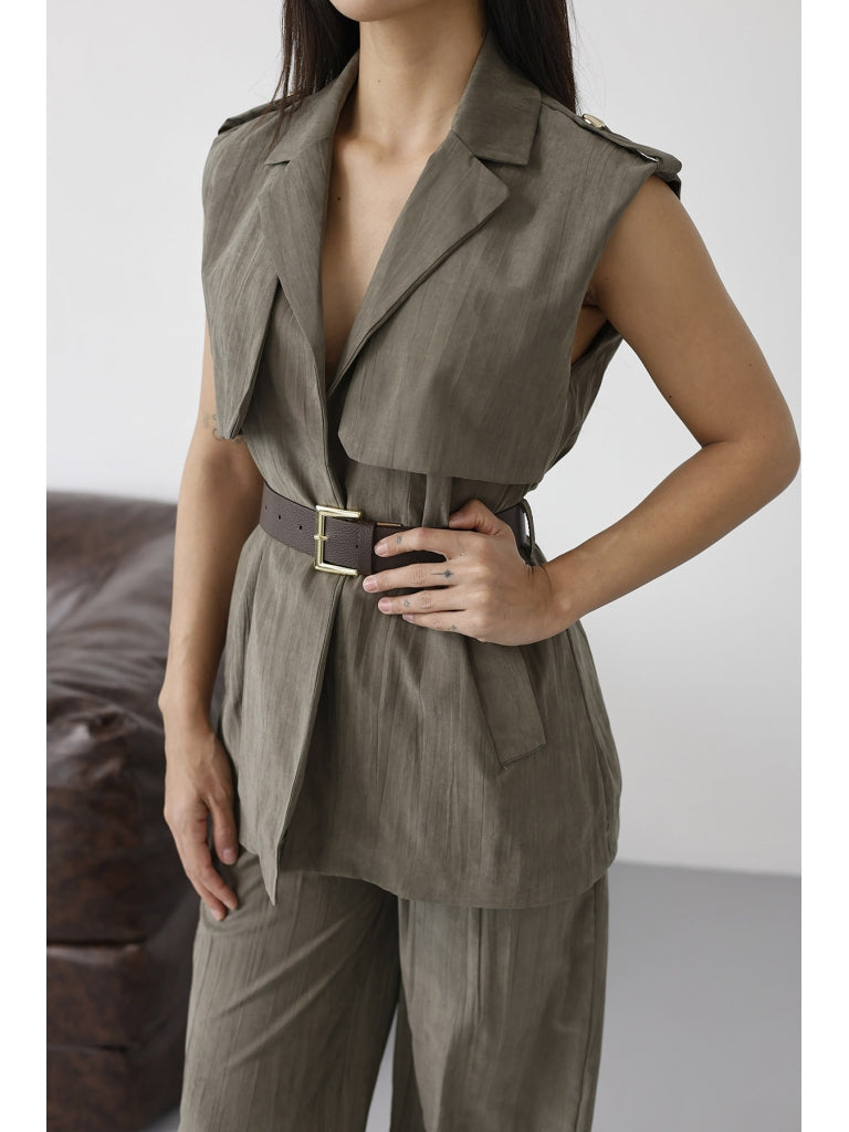 Haki Kemerli Gold Apoletli Takım 580719-Haki