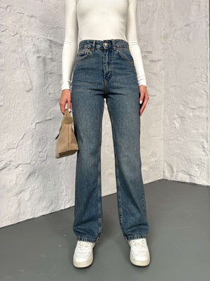 Mavi Yıkamalı Straight Orj Jean 24111-Mavi