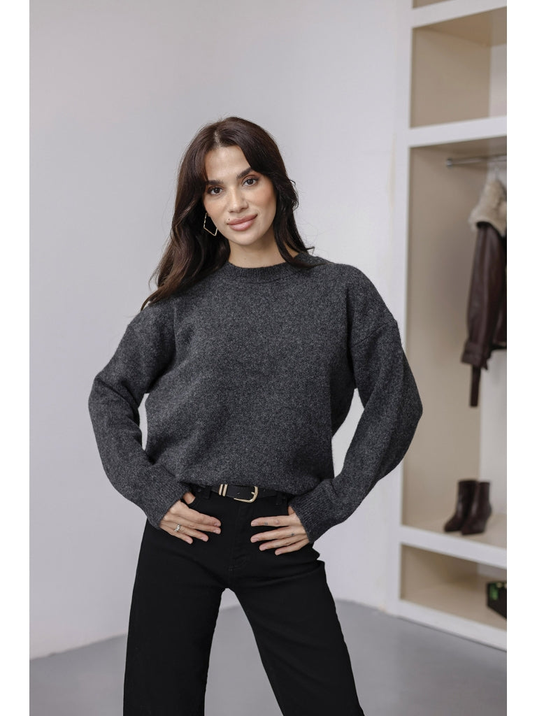 Antrasit Bisiklet Yaka Yumoş Kazak 2373-Antrasit