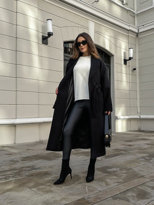 Siyah Şal Yaka Premium Kaban 20071-SİYAH