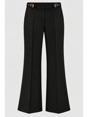 Siyah Kendinden Gold Kemerli Pantolon M-1273-Siyah