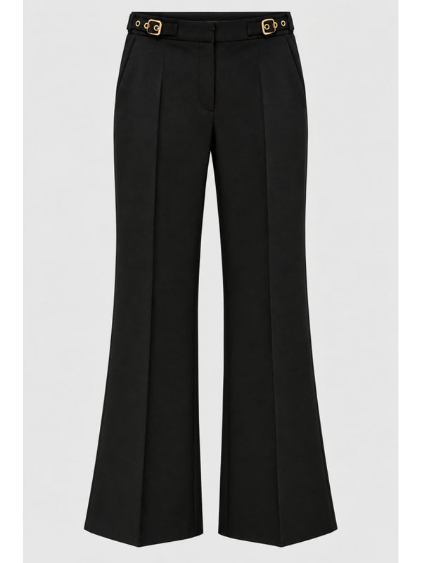 Siyah Kendinden Gold Kemerli Pantolon M-1273-Siyah