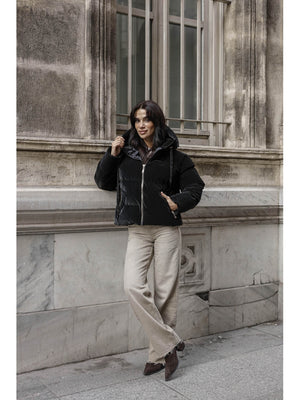 Siyah İnfinty Parlak Şişme Mont 2285-SİYAH