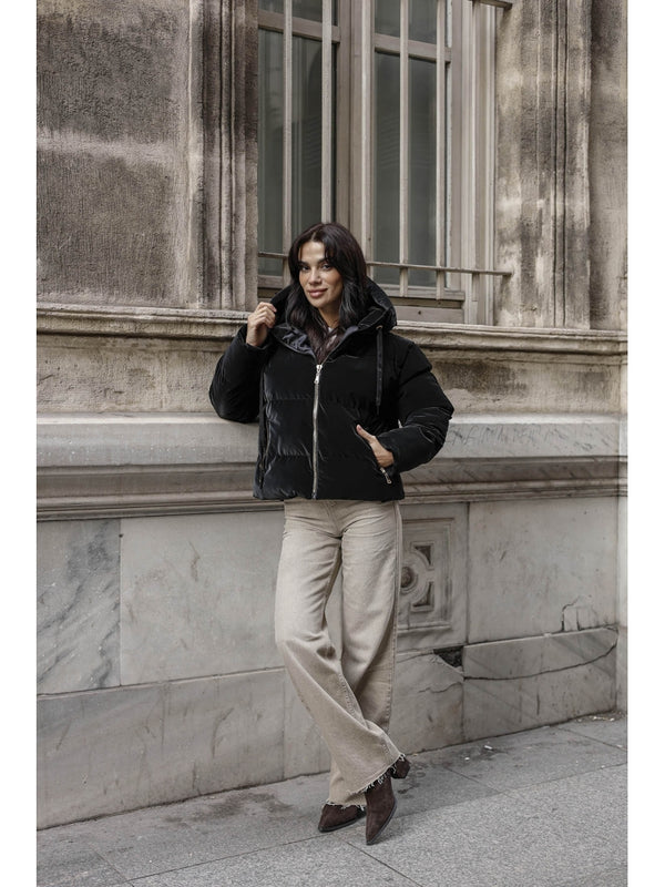 Siyah İnfinty Parlak Şişme Mont 2285-SİYAH