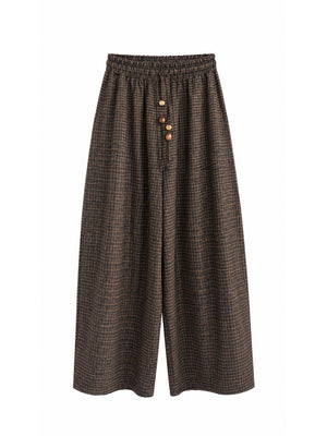 Camel Bel Lastikli Ekoseli Pantolon 51459-Camel