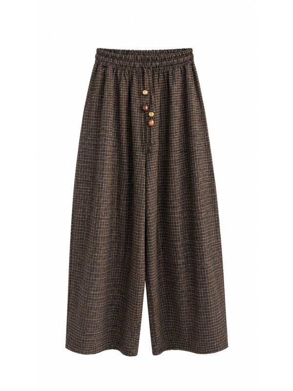 Camel Bel Lastikli Ekoseli Pantolon 51459-Camel