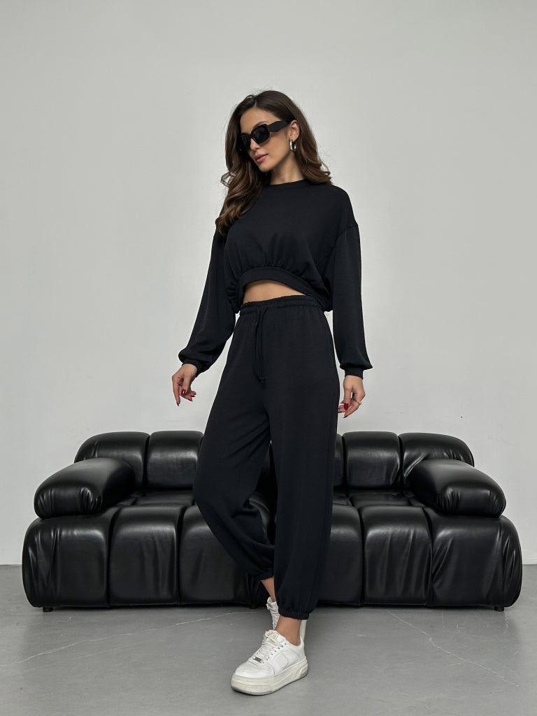 Siyah Modal Sweat Pantolon Takım 50915-SİYAH