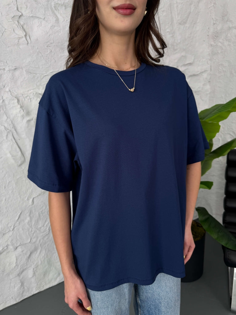 Lacivert Oversize Basic Tshirt