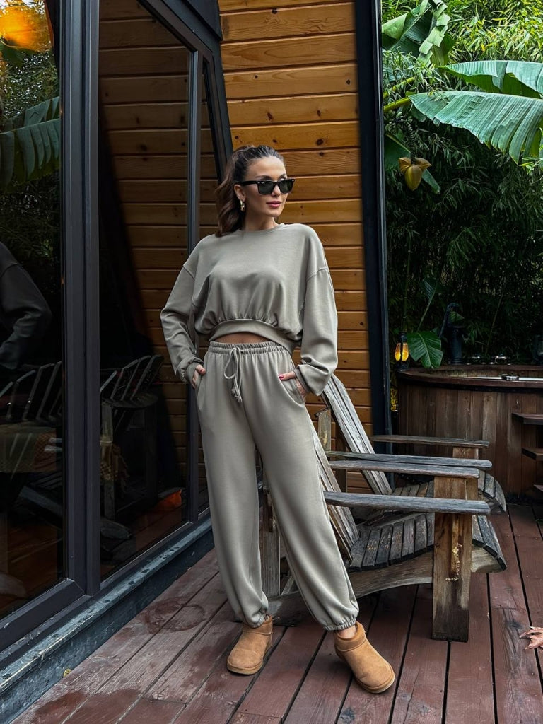 Haki Modal Sweat Pantolon Takım