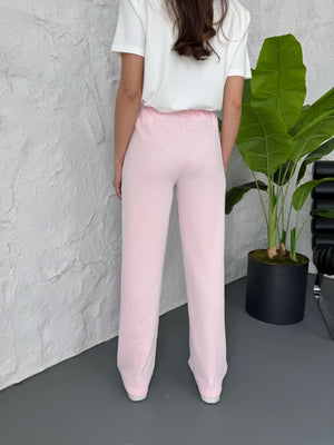 Pembe Çizgili Bel Lastikli Pantolon