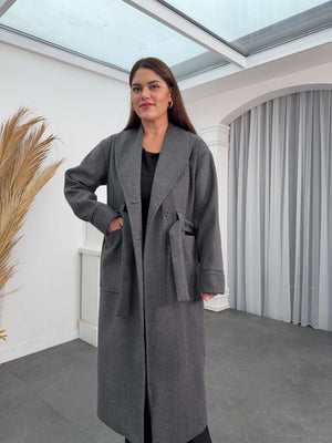 Antrasit Şal Yaka Premium Kaban 20071-ANTRASİT