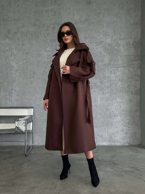 Acı Kahve Kolları Cep Detaylı Premium Kaban 20101-Acı Kahve