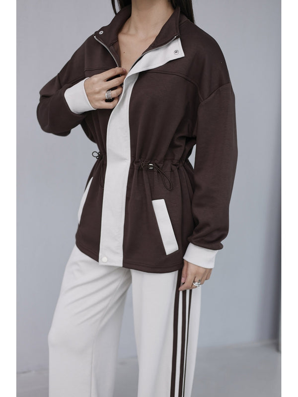 Kahverengi Ekru Garnili Modal Takım 1191-Kahverengi