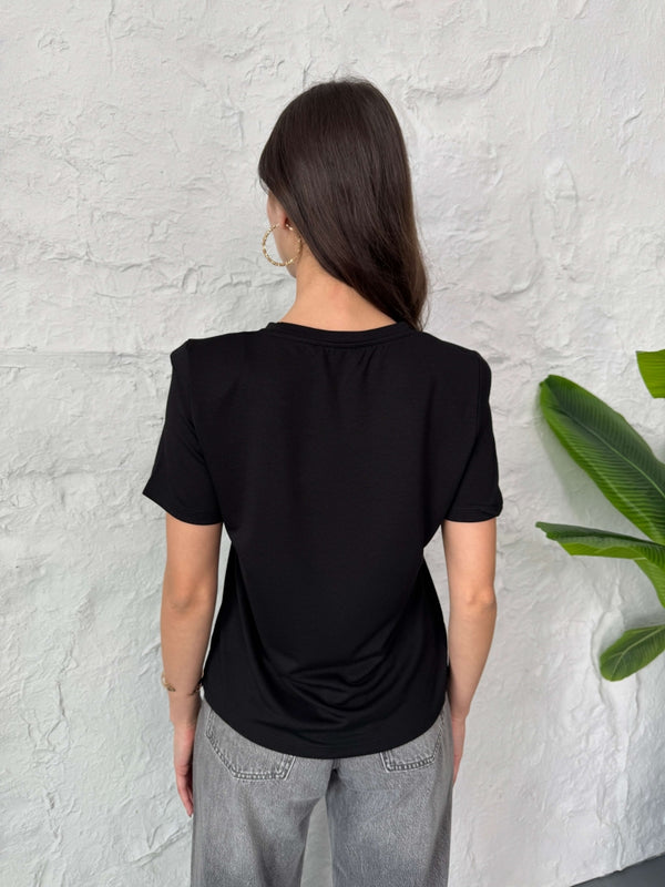 Siyah Vatkalı Modal Tshirt