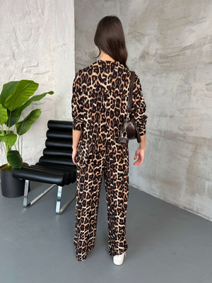 Leopar Gömlek Pantolon Takım