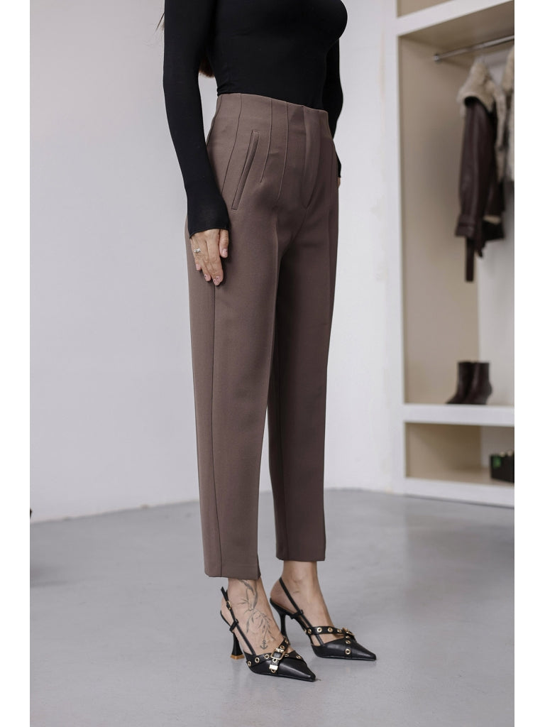 Soğuk Kahve Pensli Havuç Pantolon 50109-SOĞUK KAHVE