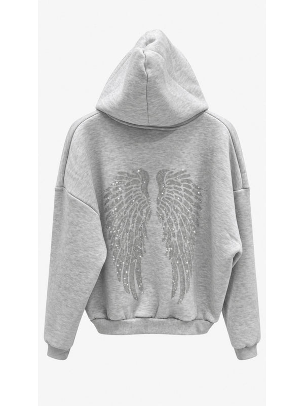 Gri Sırtı Taş Baskılı Şardonlu Sweat 4290-Gri