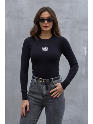 Siyah Nakışlı Body 125-Siyah