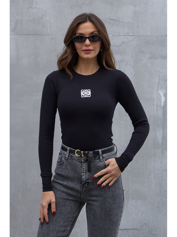 Siyah Nakışlı Body 125-Siyah