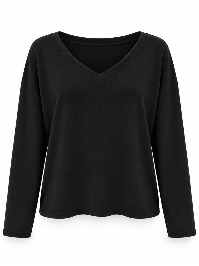 Siyah V Yaka Uzun Kollu Sweat 11094-Siyah