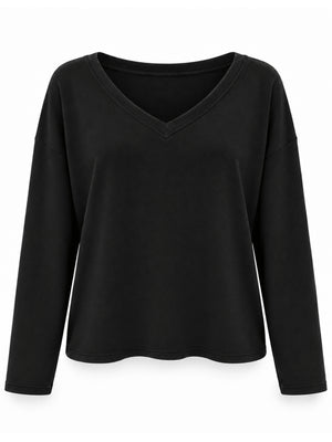 Siyah V Yaka Uzun Kollu Sweat 11094-Siyah