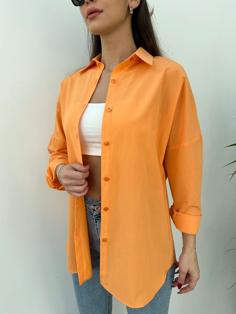 Orange Oversize Poplin Gömlek