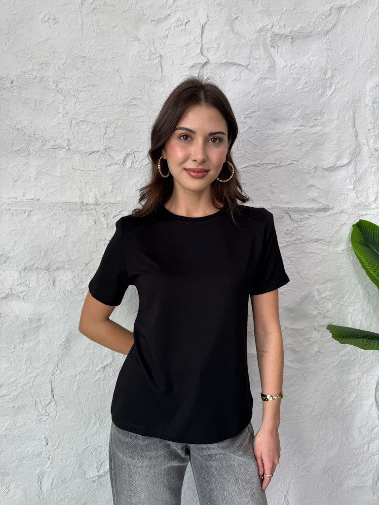 Siyah Vatkalı Modal Tshirt