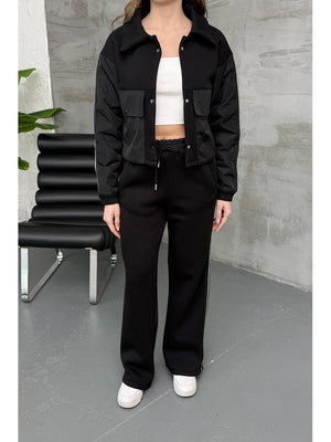 Siyah Paraşüt Cepli Şardonlu Takım 1912-Siyah