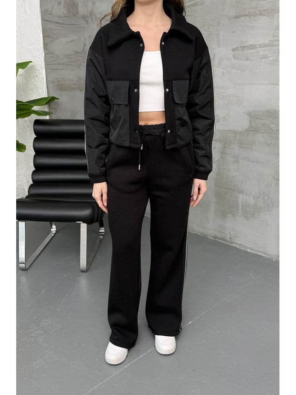 Siyah Paraşüt Cepli Şardonlu Takım 1912-Siyah