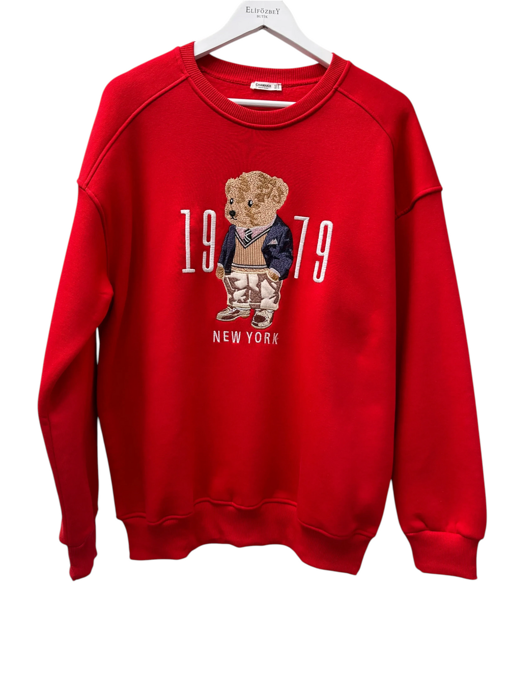 Kırmızı Teddy Nakışlı Sweat 10417-Kırmızı