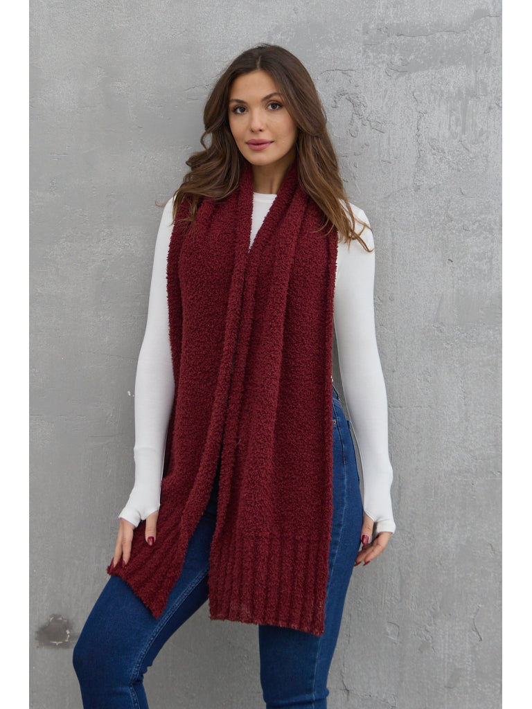 Bordo Yumoş Buklet Atkı