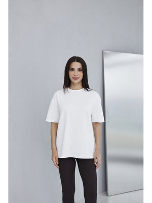 Beyaz Taş Baskılı Tshirt 4236-Beyaz