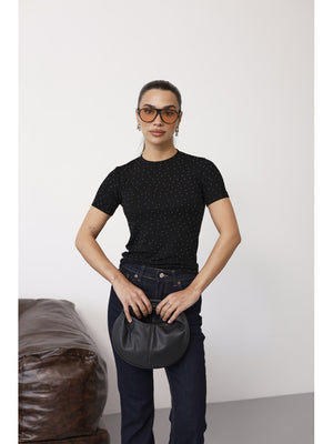 Siyah Taş Baskılı Body EY137-Siyah