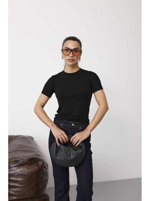 Siyah Taş Baskılı Body EY137-Siyah