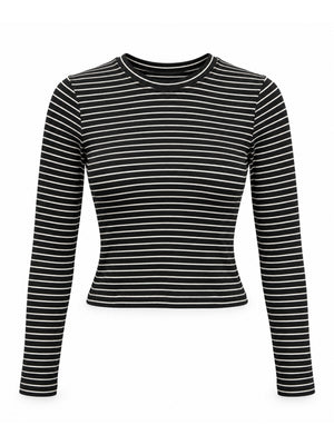 Siyah Çizgili Parmak Geçirme Body 5648-Siyah