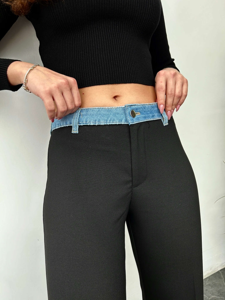 Beli Jean Detaylı Palazzo Pantolon