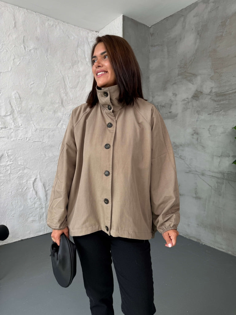 Vizon  Oversize Dik Yaka Trenç