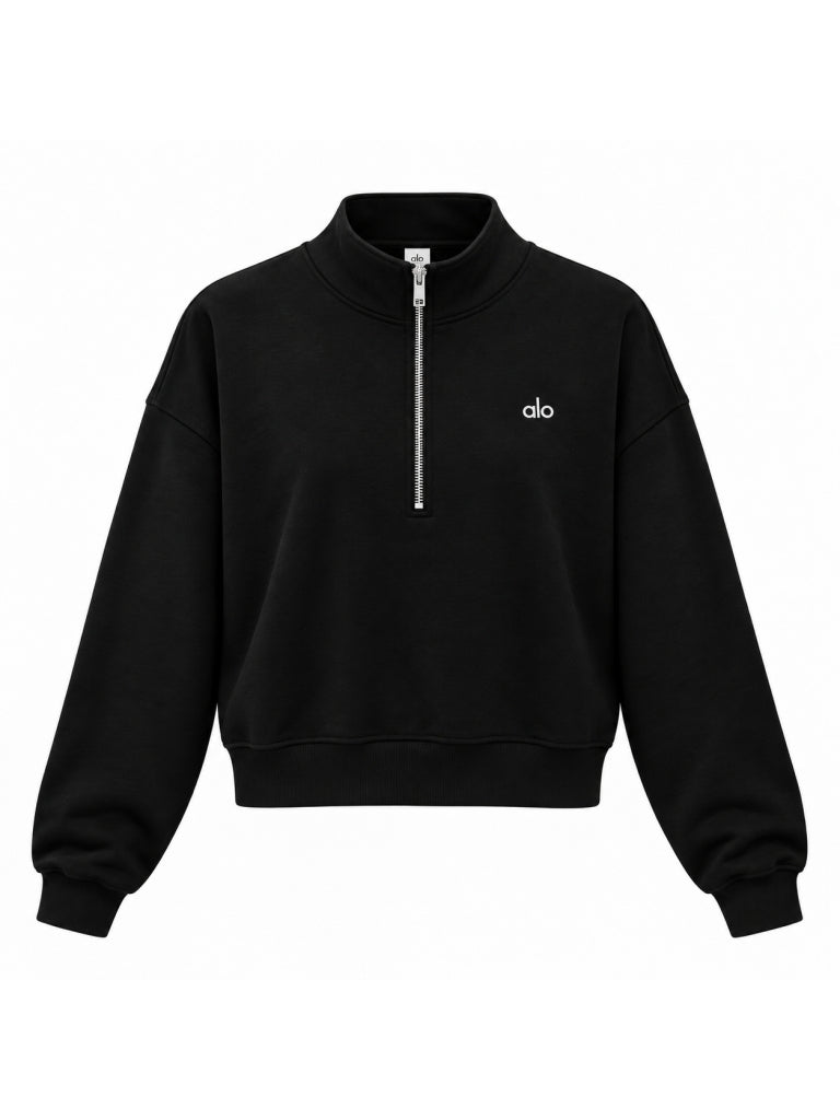 Siyah Orj Yarım Fermuarlı Sweat 6360-Siyah