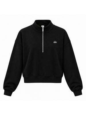 Siyah Orj Yarım Fermuarlı Sweat 6360-Siyah